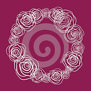 Round frame of roses vector