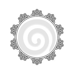 Round frame with snowflakes. Hand-drawn, copied space for text. Vector illustration photo