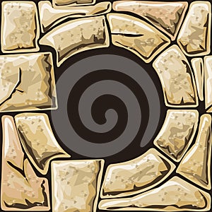 Round frame on stone seamless pattern