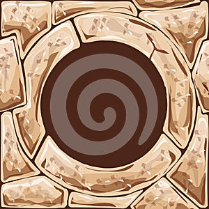 Round frame on stone seamless pattern