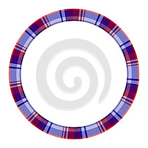 Round frame vector vintage pattern design template. Circle border designs plaid fabric texture. Scottish tartan background for