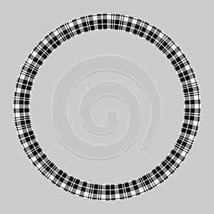 Round frame vector vintage pattern design template. Circle border designs plaid fabric texture. Scottish tartan background for