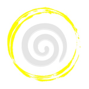 Round frame with yellow color painted with paintbrush