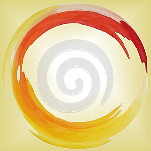 Round frame yellow red orange sun