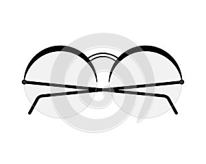 Round glasses with transparent lenses. Vector clipart on clear white background.
