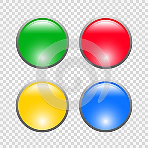 Round glossy buttons. Four color web buttons. Vector illustration