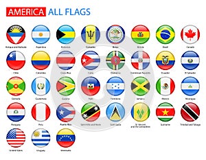 Round Glossy Flags of America - Full Vector Collection. photo
