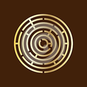 Round gold labyrinth maze game vector illustration