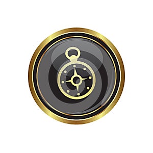 Round golden button with Compass icon photo