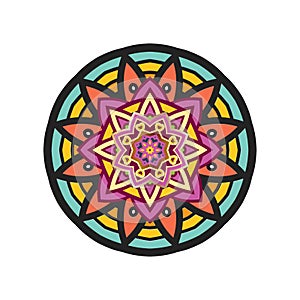 Round gradient mandala on white. Circular pattern in form of mandala for Henna, tattoo, decoration