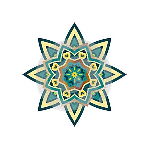 Round gradient mandala on white. Circular pattern in form of mandala for Henna, tattoo, decoration