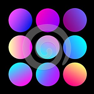 Round Gradients Set with Modern Abstract Backgrounds. Trendy and Modern Colors Gradient for Website. Circle Gradients Set for Web,