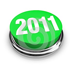 Round Green Button - 2011 New Year