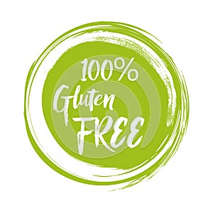 Round green label with text - Gluten free. Vector illustration