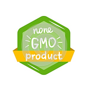 Round green label with text non gmo product