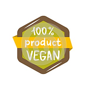 Round green labels with text vegan product