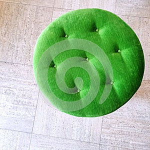 Round green velvet stool