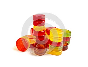 Round Gummy Candy Pile Isolated, Chewing Colorful Marmalade Pills, Jelly Gumdrops Heap, Gelatin Candies