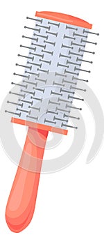 Round hairbrush icon. Cartoon hair volume tool