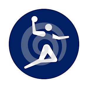 Round Handball pictogram, new sport icon in blue circle