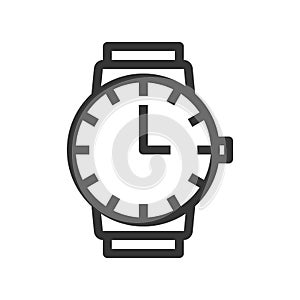 Round handwatch with clock hand line style isolated vector icon photo