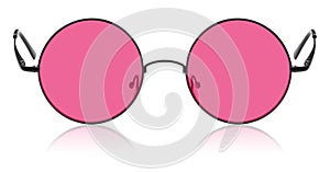 Round hippy glasses with pink lens