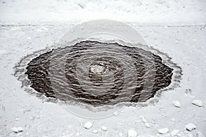 Round hole in the ice
