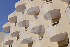 Round hotel balconies of hotel