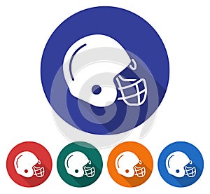 Round icon of american football player helmet
