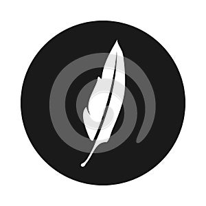 round icon bird feather for web. sign for the encyclopedia or zoo