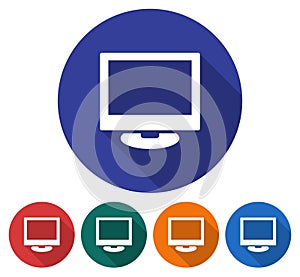 Round icon of computer LCD monitor
