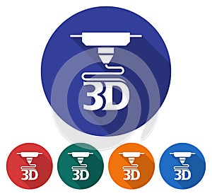 Round icon of 3d printer