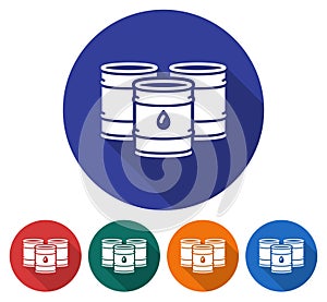 Round icon of oil barrels photo