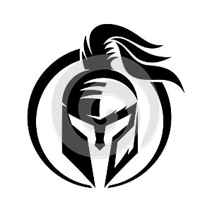 Round icon spartan helmet.