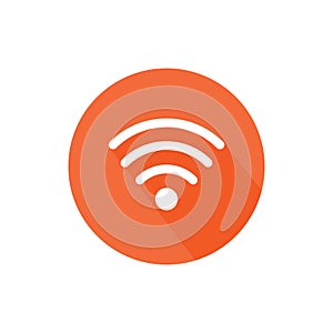 Round icon with wifi signal and long shadow.