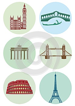 Round Icons of European Capital Cities