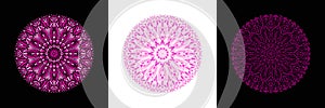 Round illustration, circle pattern, stained glass vector radial ornament