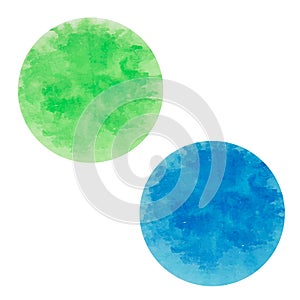 Round ink spots blue and green. Vector