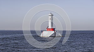 Round island passage light house in the middle of lake