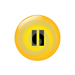 A round jaunty button with a pause mark. Vector illustration.