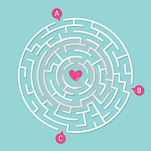 Round labyrinth maze game. Concept of love