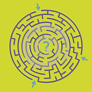 Round labyrinth maze game, find right path