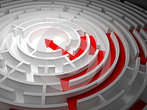 Round labyrinth on a white background