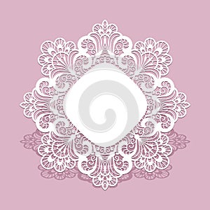 Round lace frame, greeting card template