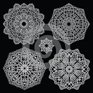 Round lace pattern set. Mandala.