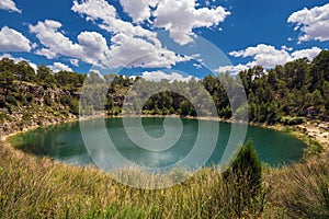 Round lake geologic formation in Cuenca province, Castilla La Mancha, Spain. photo