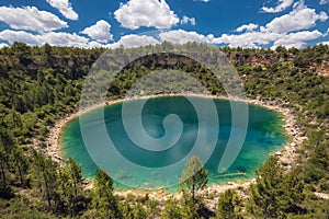 Round lake geologic formation in Cuenca province, Castilla La Mancha, Spain. photo