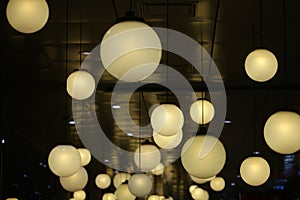 Round lamps shine indoor