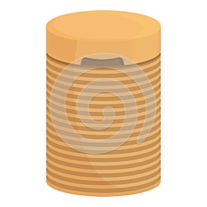 Round laundry basket icon cartoon vector. Container wash