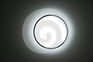 Round led ceiling lamp background. Electrical and saving lighting